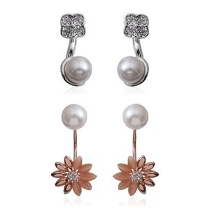 NEW Set of 2 - Cats Eye /Austrian Crystal Earrings